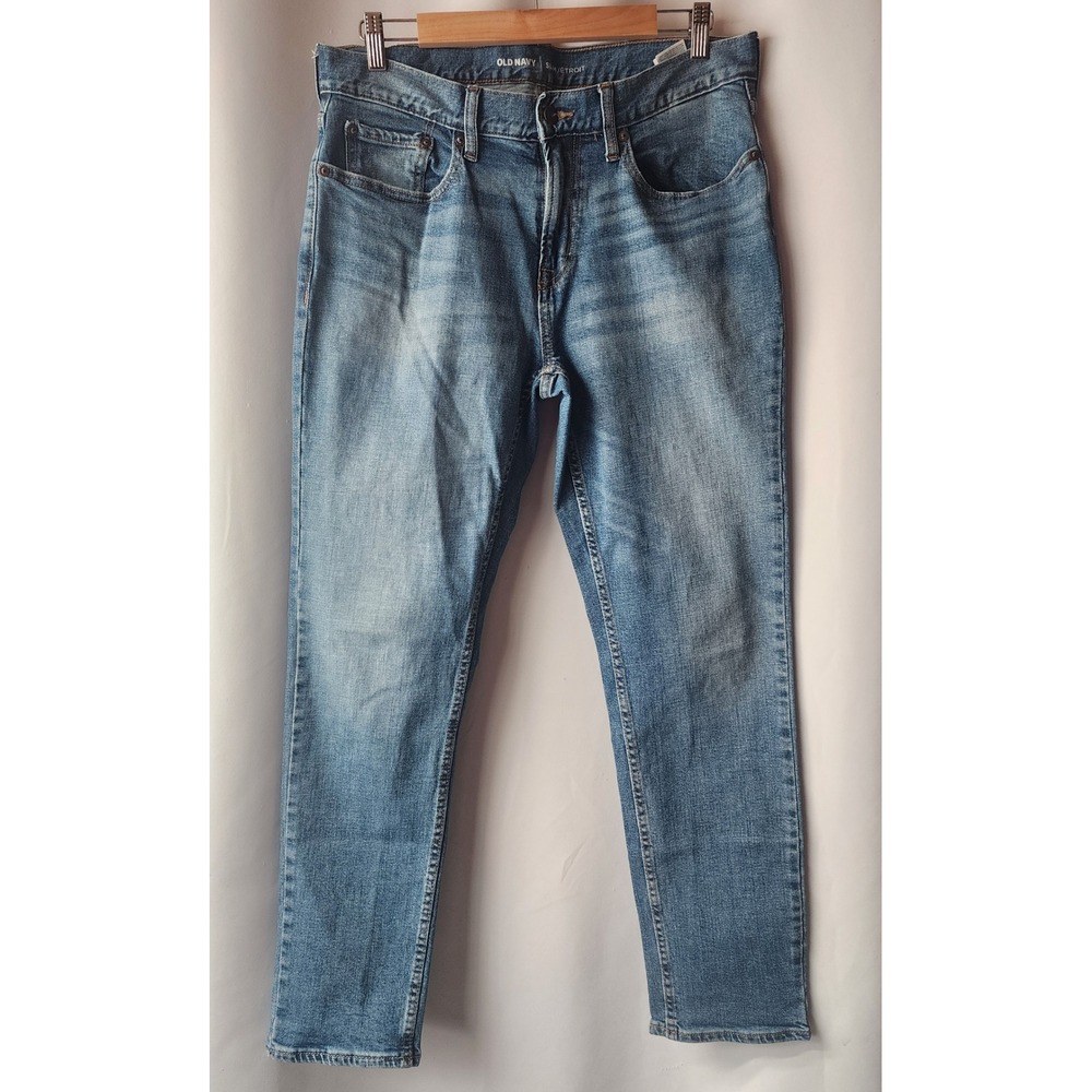 Old Navy Mens Slim Straight Jeans Light Wash Denim Casual Everyday